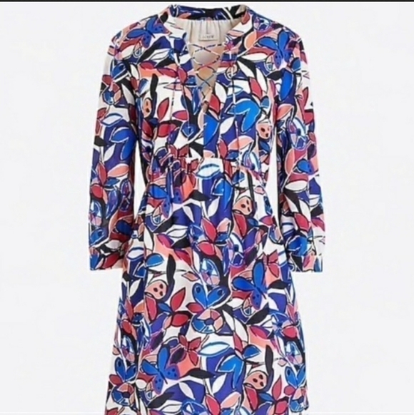 J. Crew Lace Up Butterfly Floral Printed Dress - Picture 3 of 12